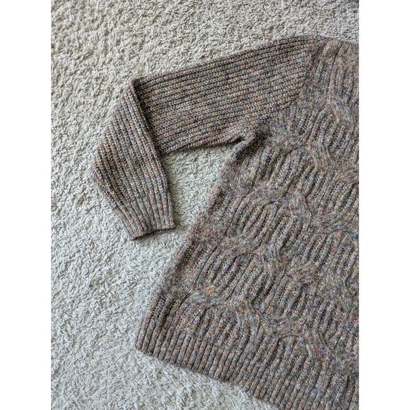 Christopher & Banks Chunky Knit Sweater L Brown Cotton Blend Rainbow Speckles - Picture 4 of 6